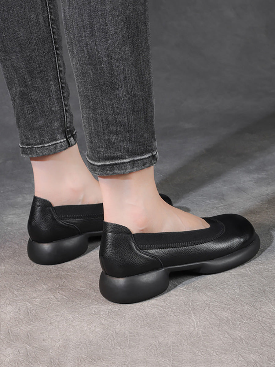 Scarpe da donna casual estive in vera pelle con tacco basso