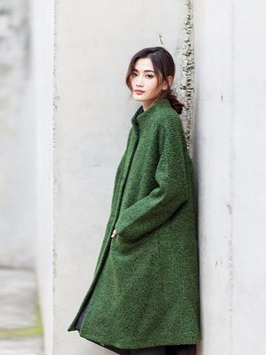 Manteau d'hiver en laine ample et décontracté pour femme