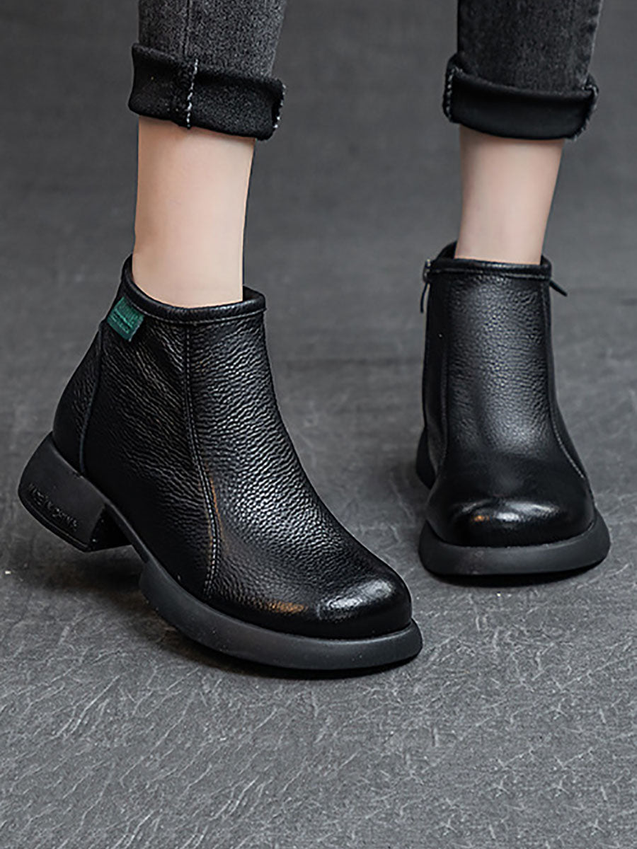 Bottines d'hiver en cuir vintage pour femmes