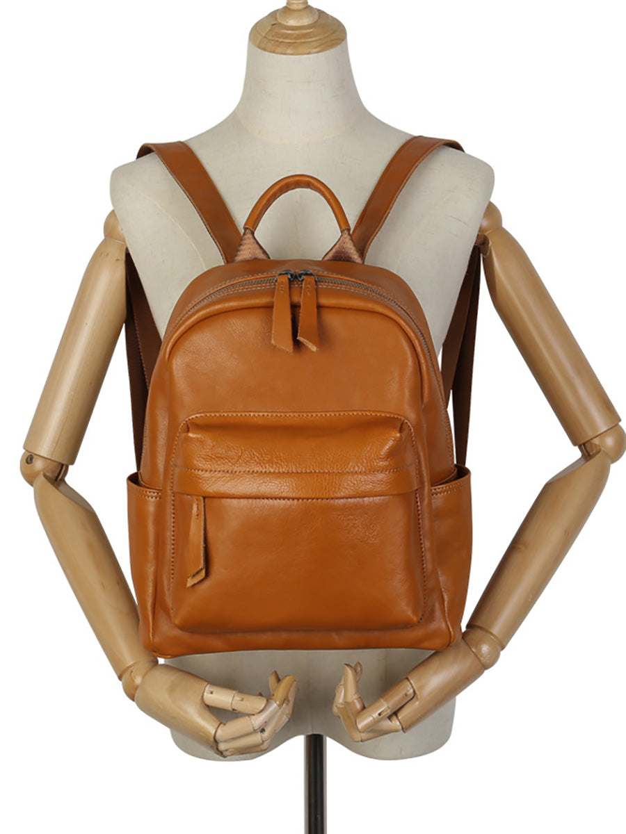 Zaino casual da donna in morbida pelle di colore puro