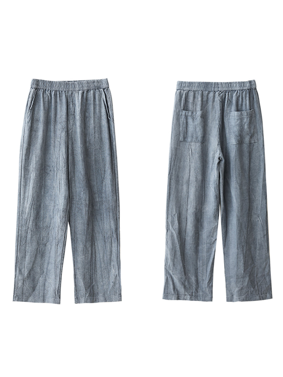 Pantaloni larghi in lino e cotone primaverili vintage da donna