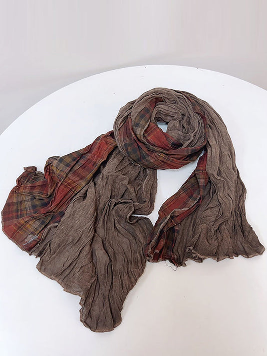 Sciarpa in cotone con giunzioni a quadri vintage da donna