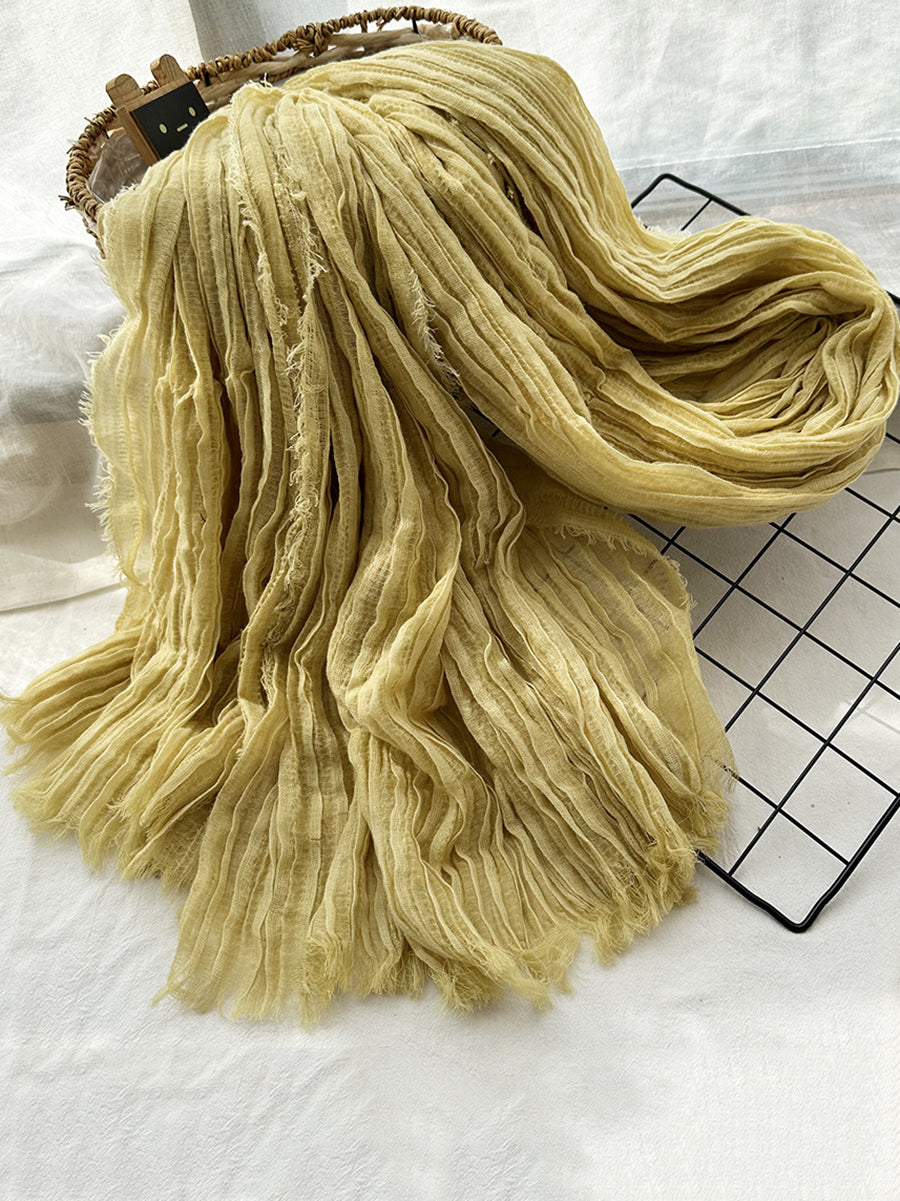 Sciarpa scialle pura tinta unita arricciata casual autunnale da donna
