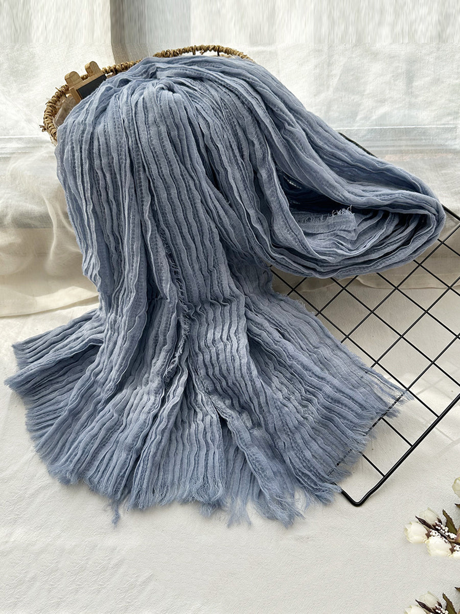 Sciarpa scialle pura tinta unita arricciata casual autunnale da donna