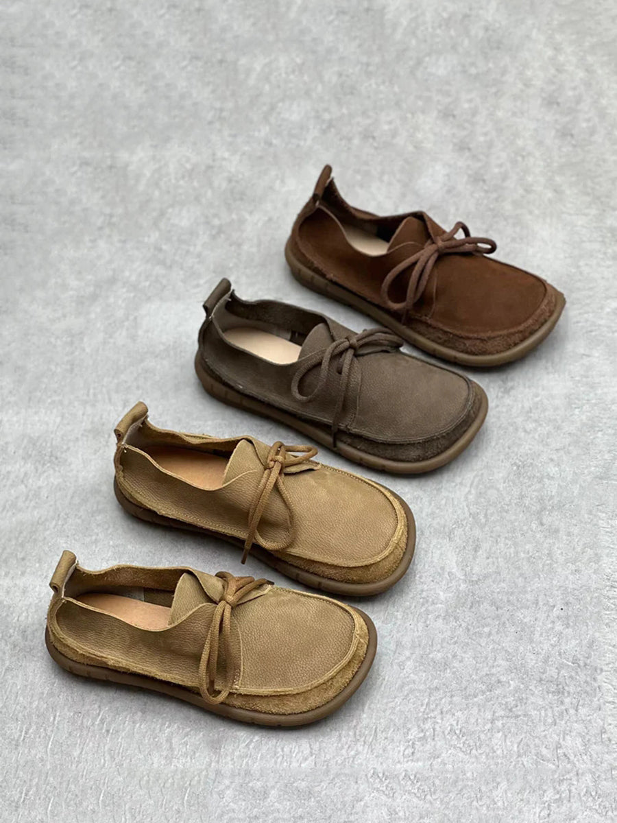 Scarpe morbide e solide con coulisse in pelle usurata