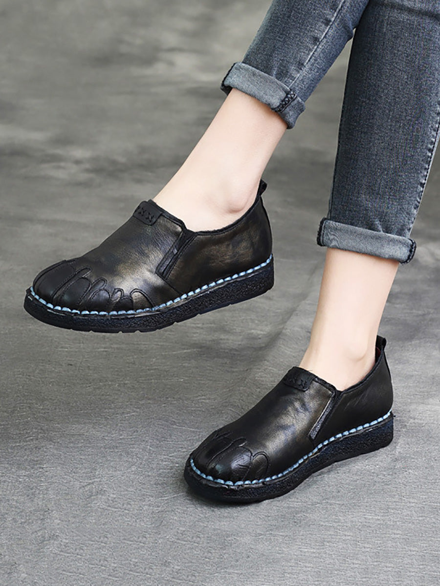 Scarpe basse primaverili in pelle vintage da donna