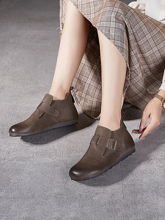 Scarpe basse con fibbia in vera pelle morbida vintage da donna