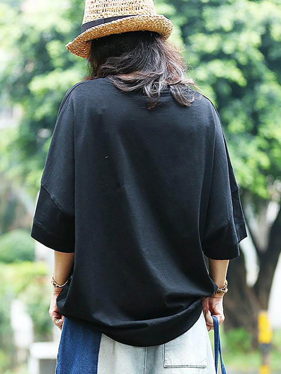 T-shirt ample et décontracté à imprimé animal pour femme