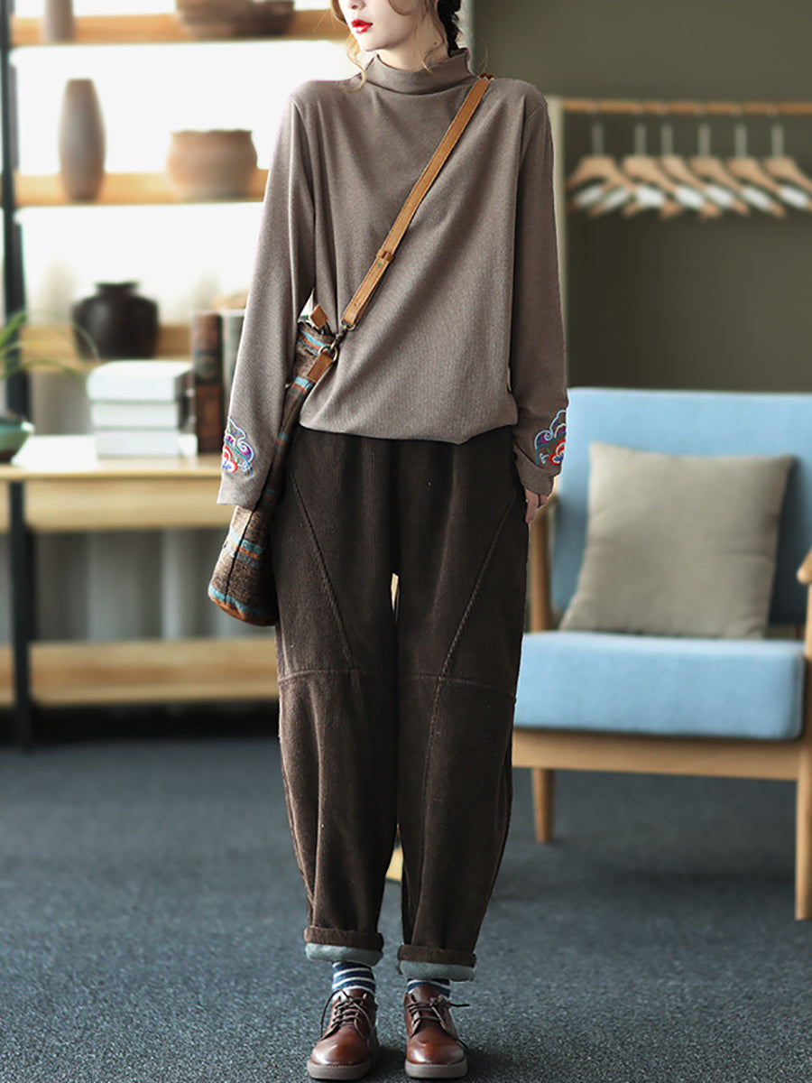 Pantaloni vintage da donna con cuciture spesse