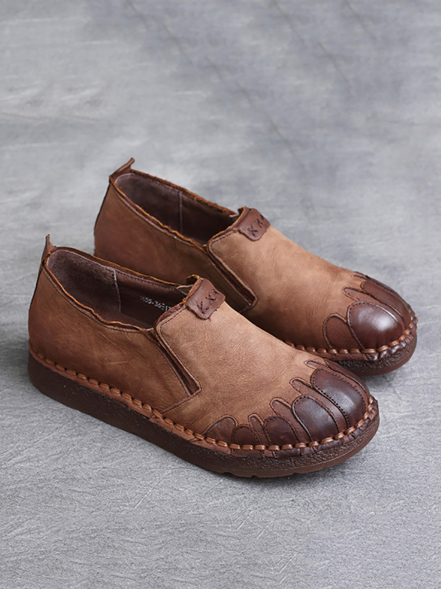 Scarpe basse primaverili in pelle vintage da donna