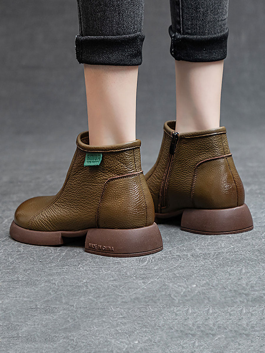Bottines d'hiver en cuir vintage pour femmes