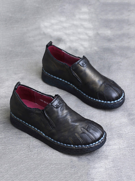 Scarpe basse primaverili in pelle vintage da donna