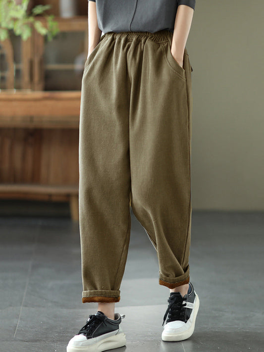 Pantaloni harem da donna autunnali spessi e colorati