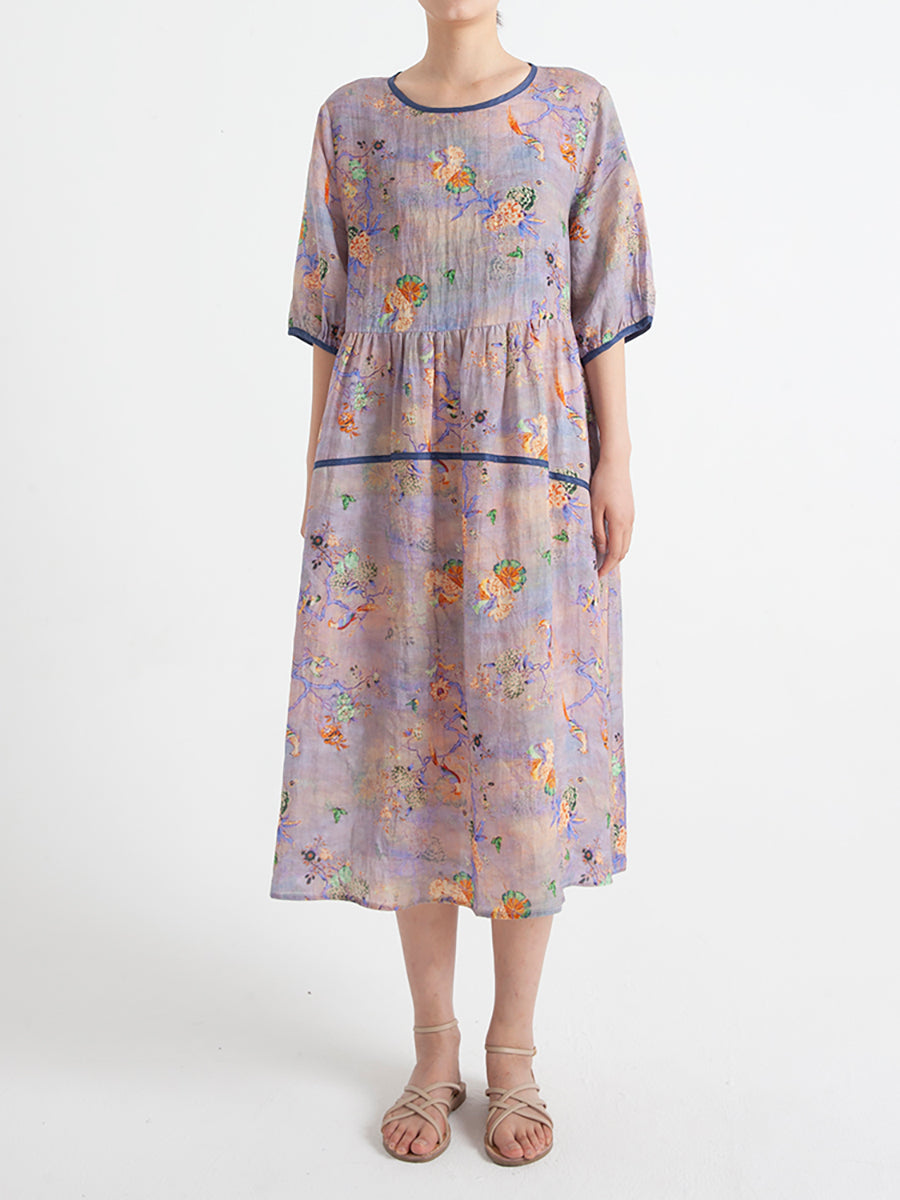 Floral Summer Short Sleeve Loose Dress