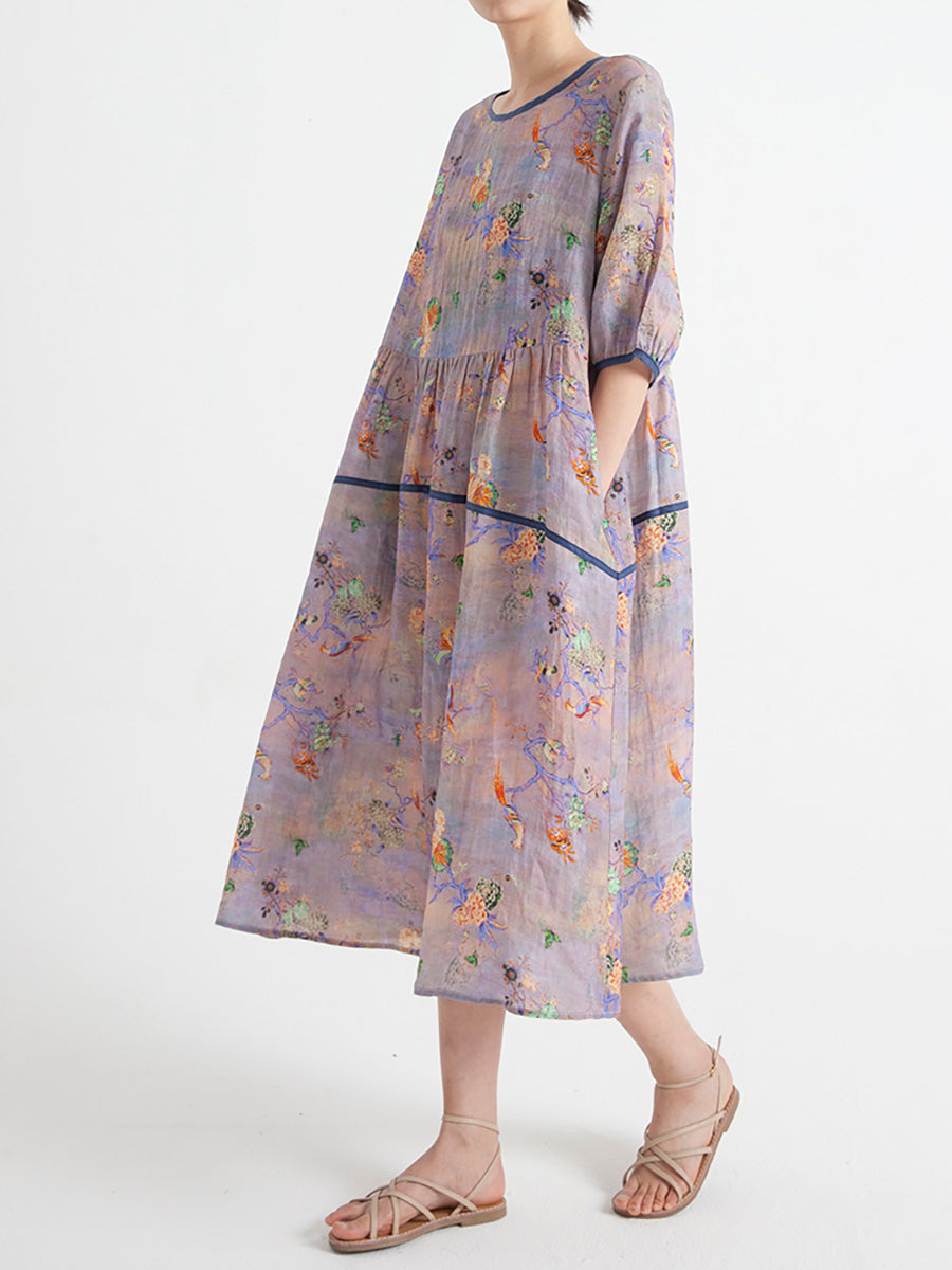 Floral Summer Short Sleeve Loose Dress
