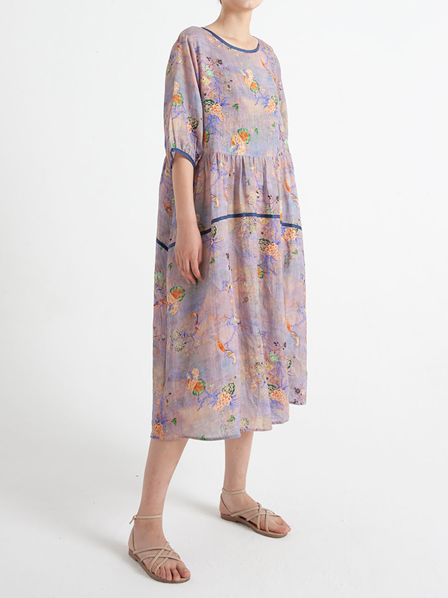 Floral Summer Short Sleeve Loose Dress
