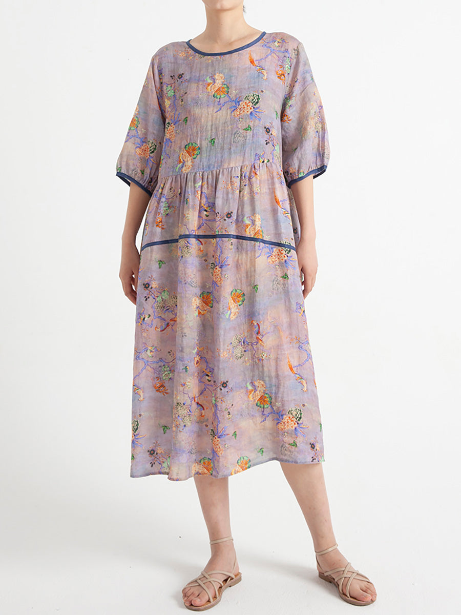 Floral Summer Short Sleeve Loose Dress