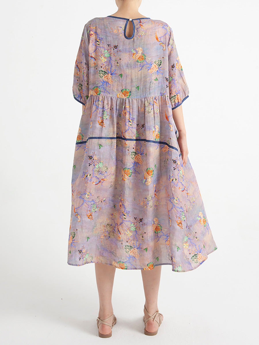 Floral Summer Short Sleeve Loose Dress