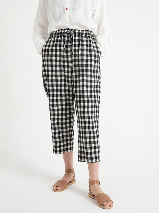 Pantaloni larghi casual estivi da donna a quadri