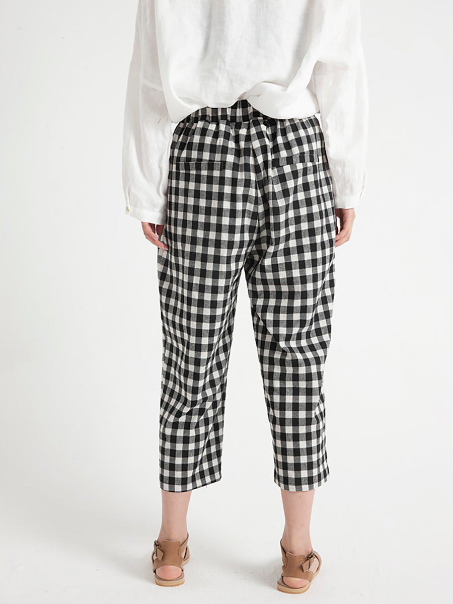 Pantaloni larghi casual estivi da donna a quadri
