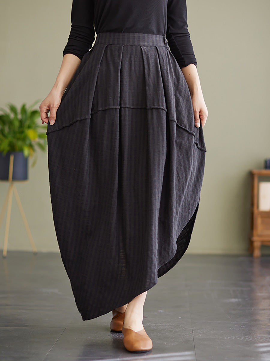 Stripe Elastic Waist Loose Spring Summer Skirt