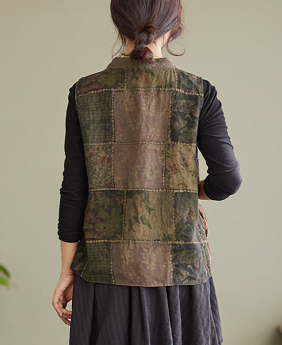 Gilet largo vintage senza maniche da donna primaverile