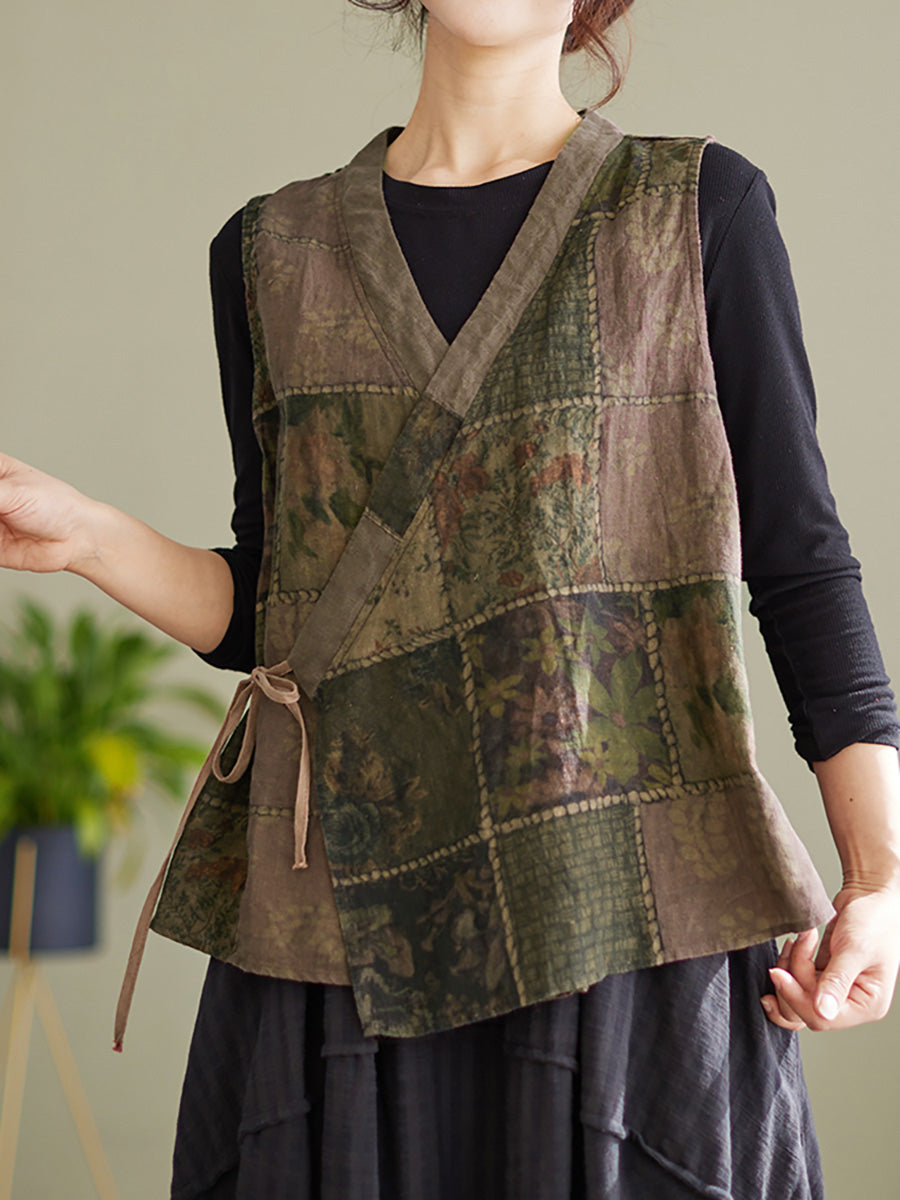 Gilet largo vintage senza maniche da donna primaverile
