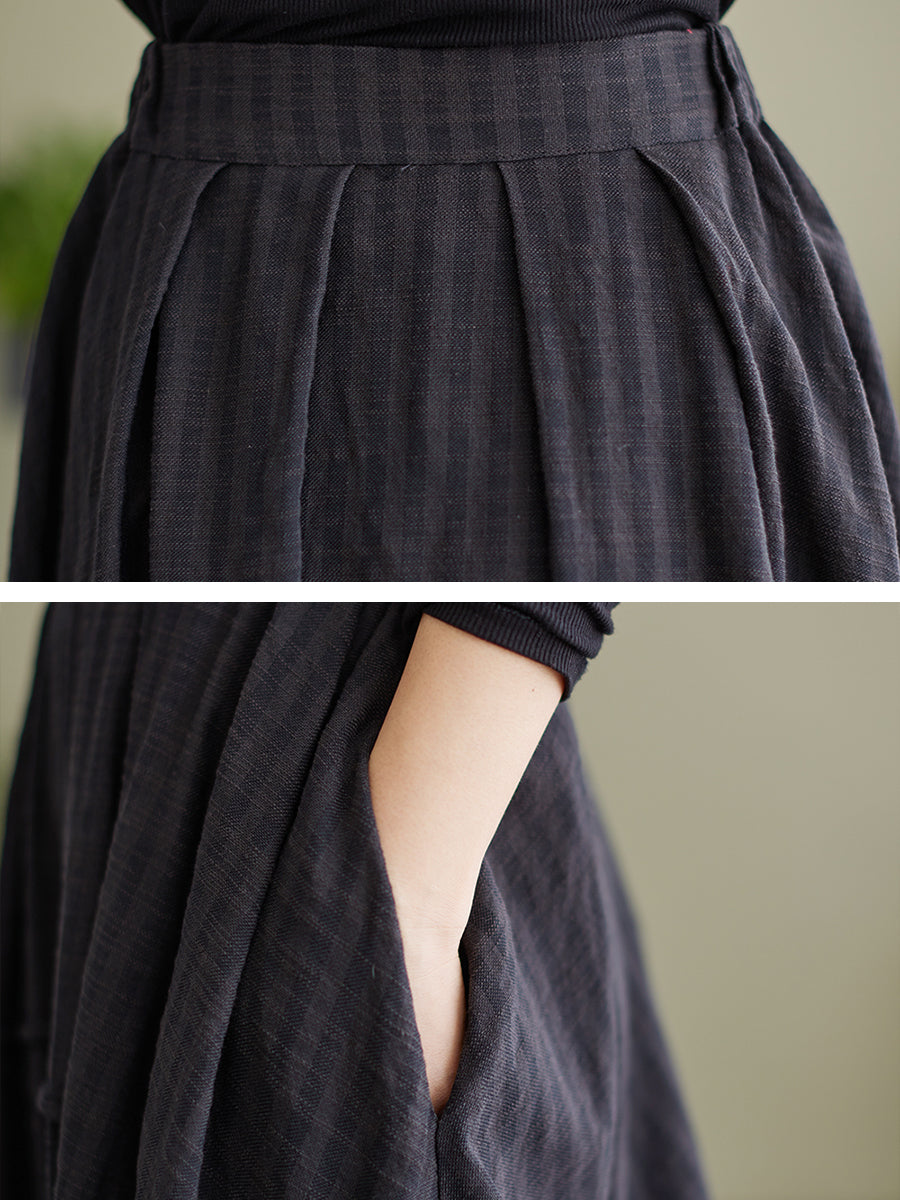 Stripe Elastic Waist Loose Spring Summer Skirt