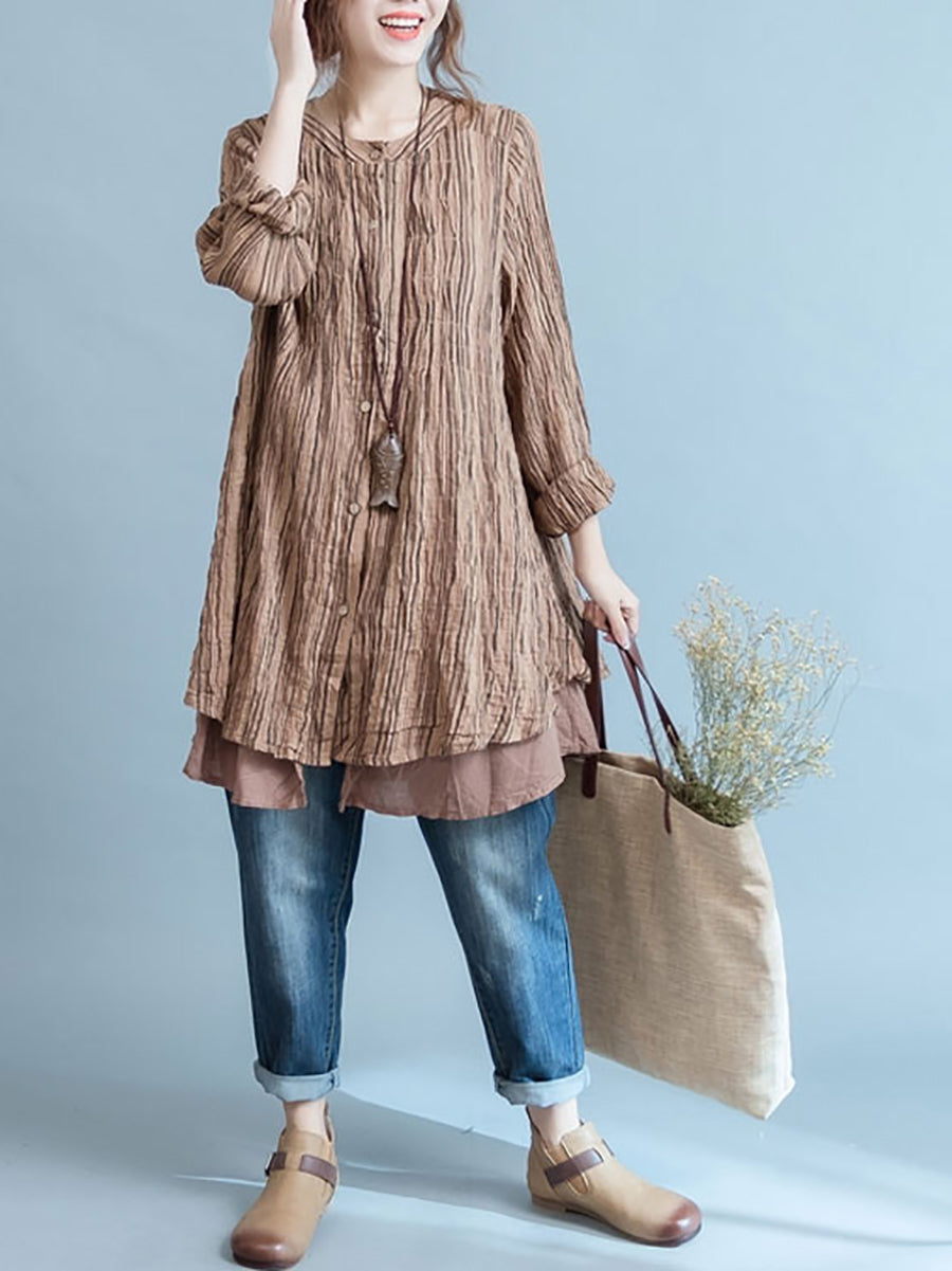 Cardigan a righe vintage da donna con giunture larghe