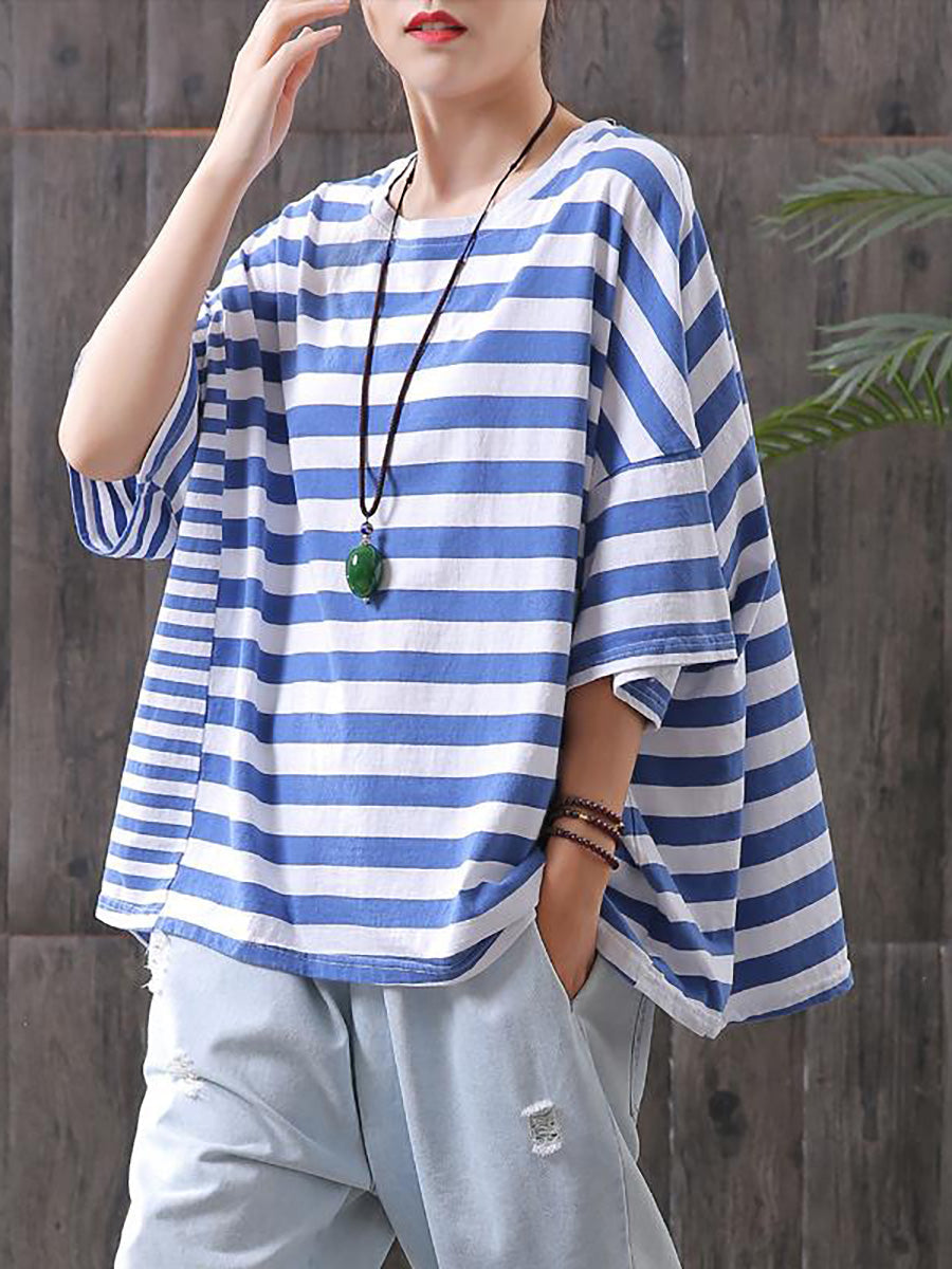 Maglietta casual a righe in cotone
