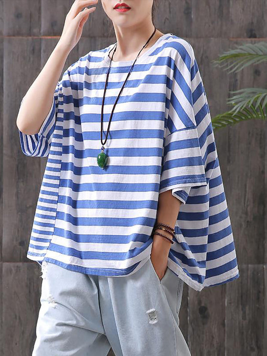 Maglietta casual a righe in cotone