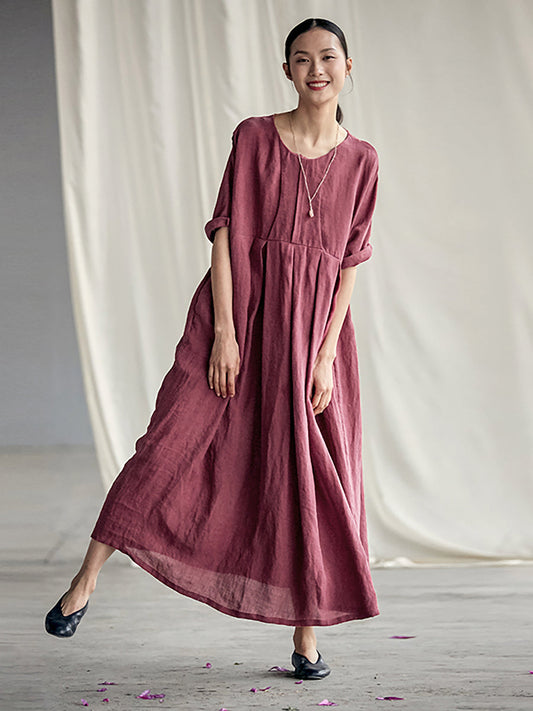 Abito elegante in lino plissettato stile cinese