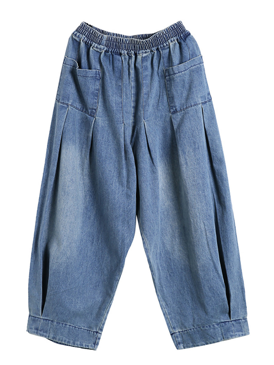 Jean en denim ample de couleur pure simple