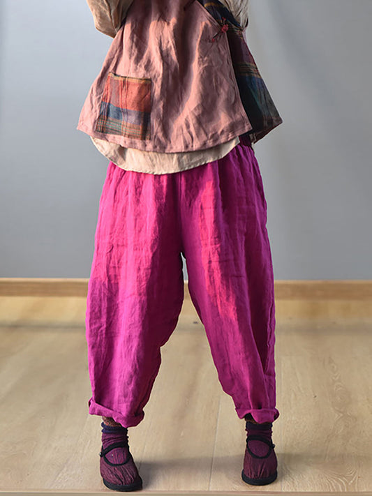 Summer Solid Linen Harem Pants