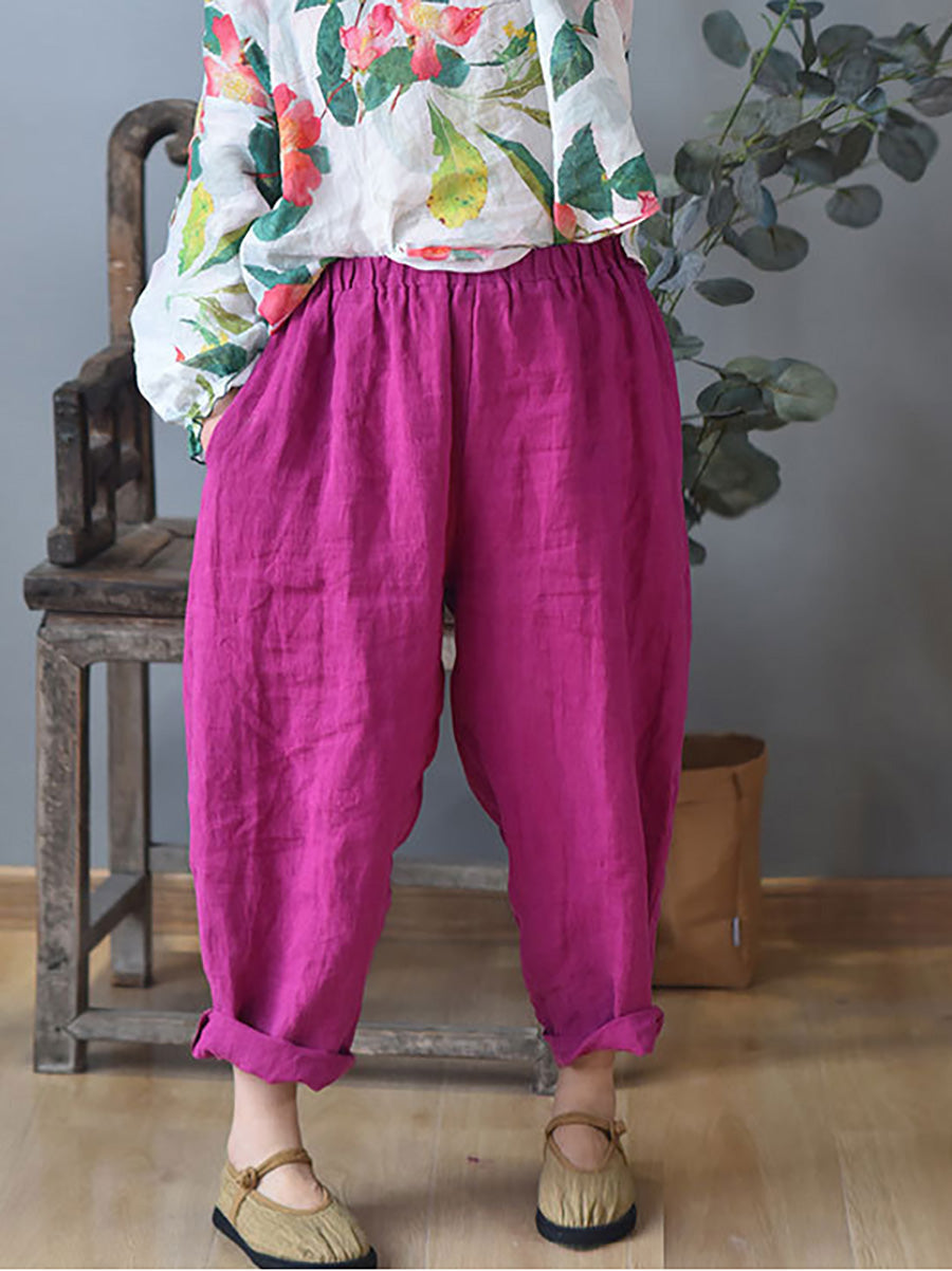 Summer Solid Linen Harem Pants