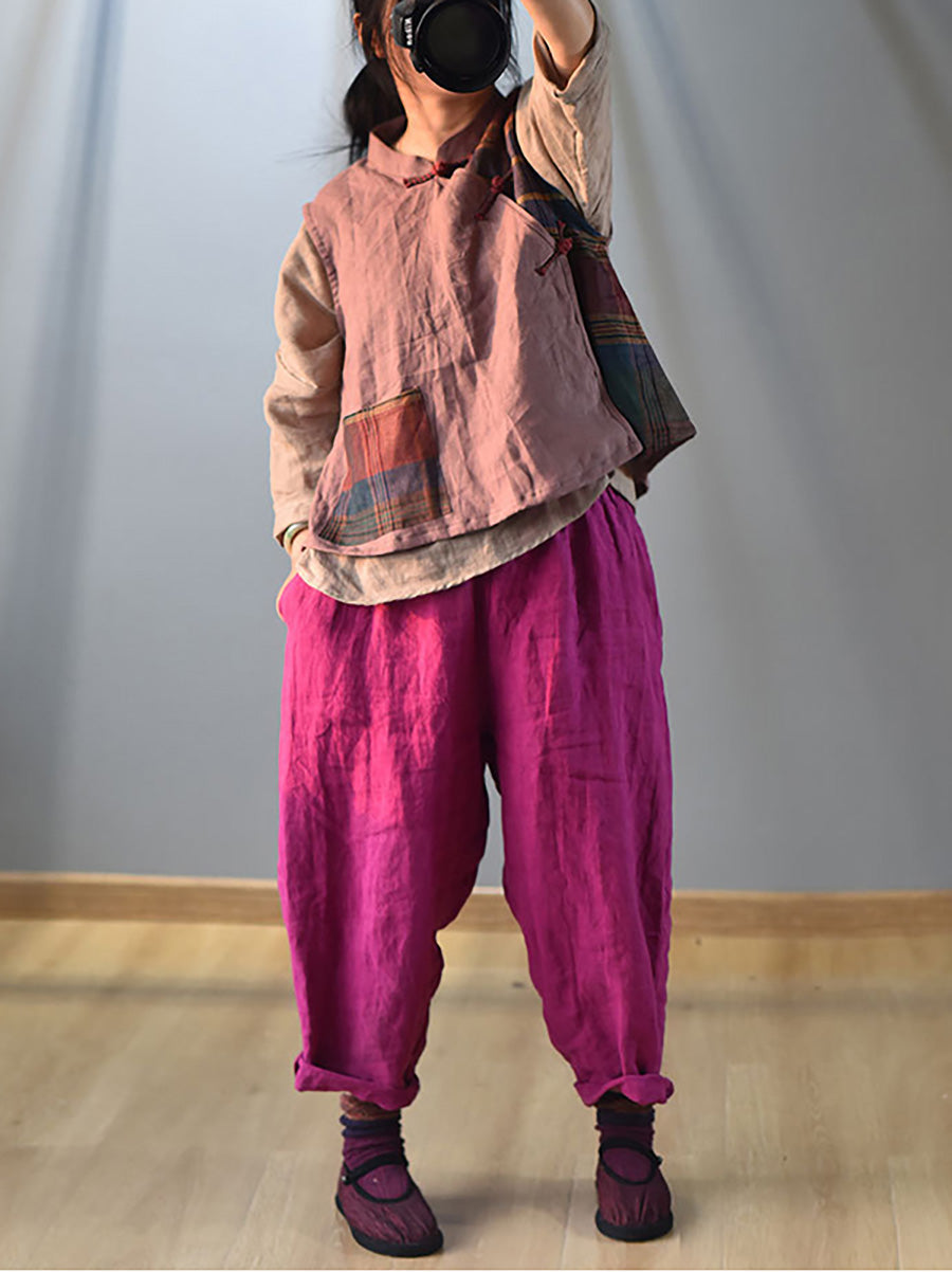 Summer Solid Linen Harem Pants