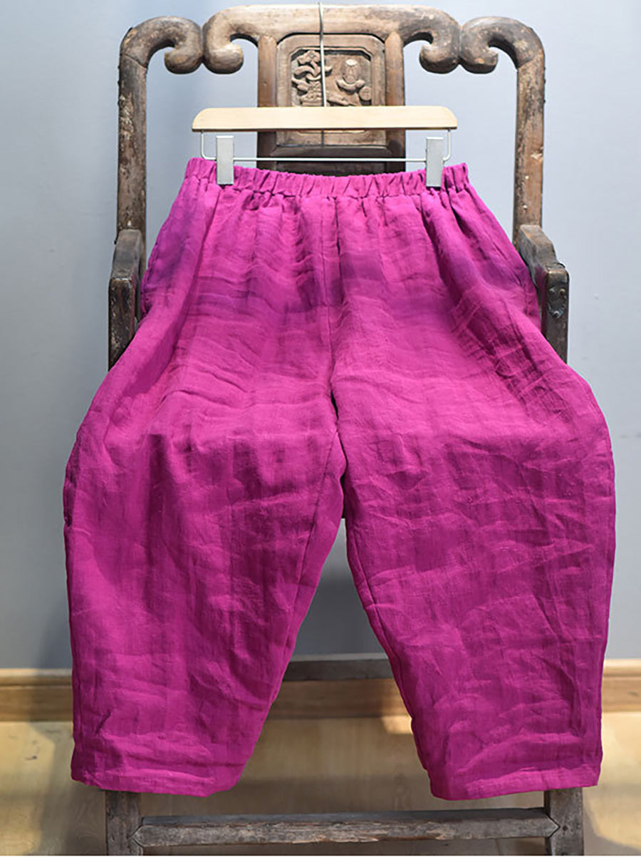 Summer Solid Linen Harem Pants