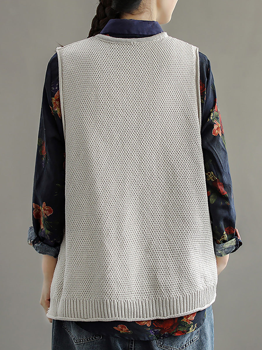 Gilet da donna in maglia cava con tasca