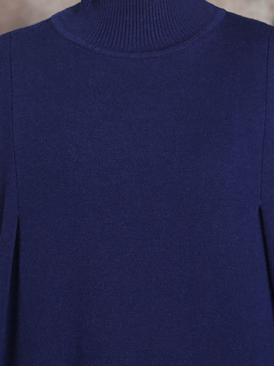Abito lungo da donna Artsy Solid con collo alto