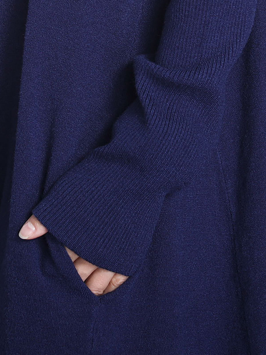 Abito lungo da donna Artsy Solid con collo alto