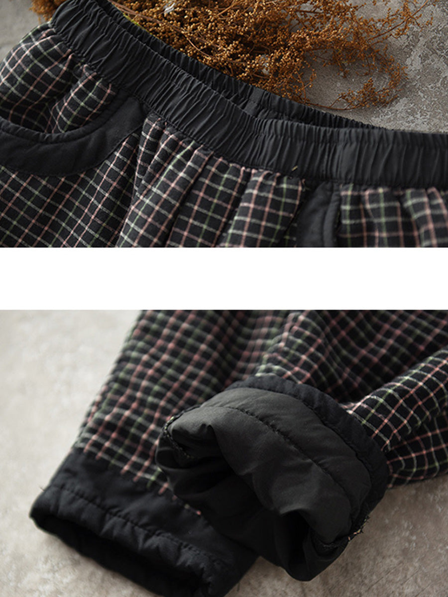 Pantalon à taille élastique en coton et lin pour femme