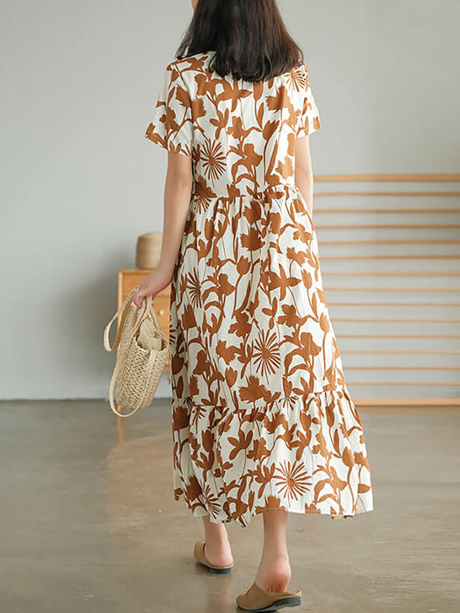 Abito da donna in cotone con stampa floreale