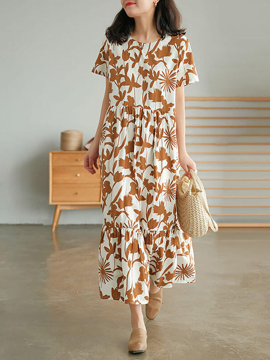 Abito da donna in cotone con stampa floreale