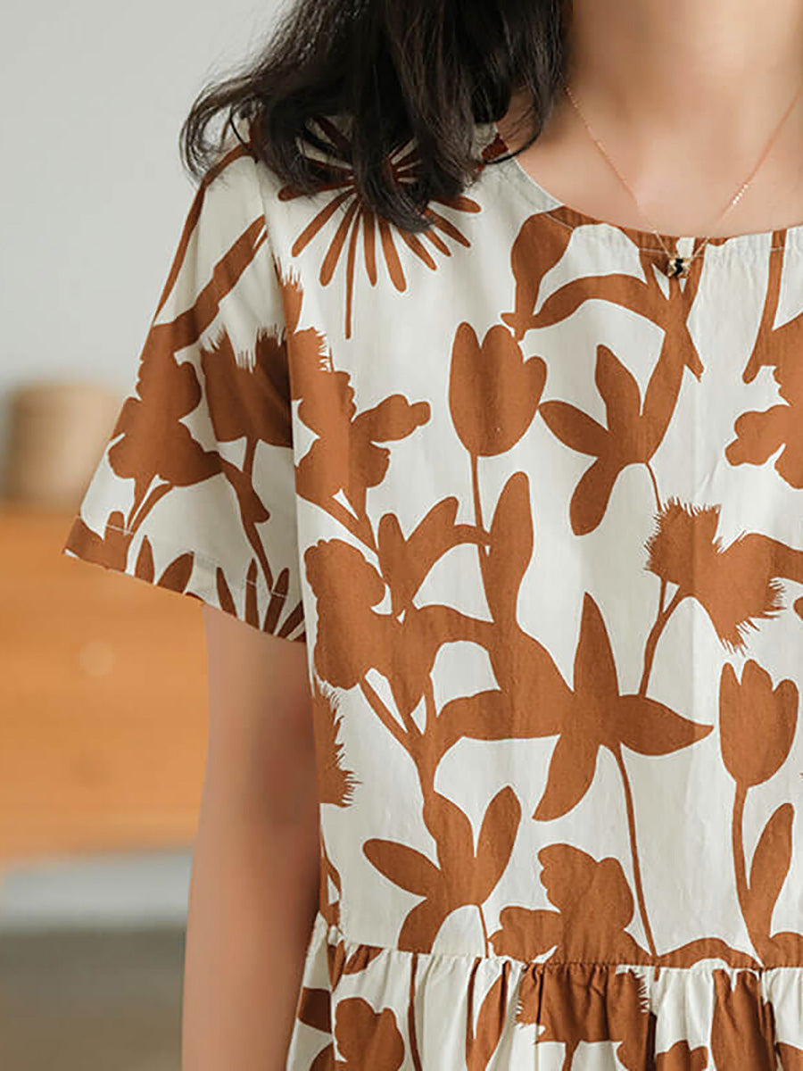 Abito da donna in cotone con stampa floreale
