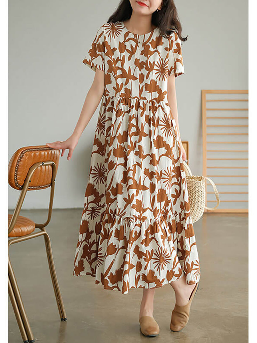 Abito da donna in cotone con stampa floreale