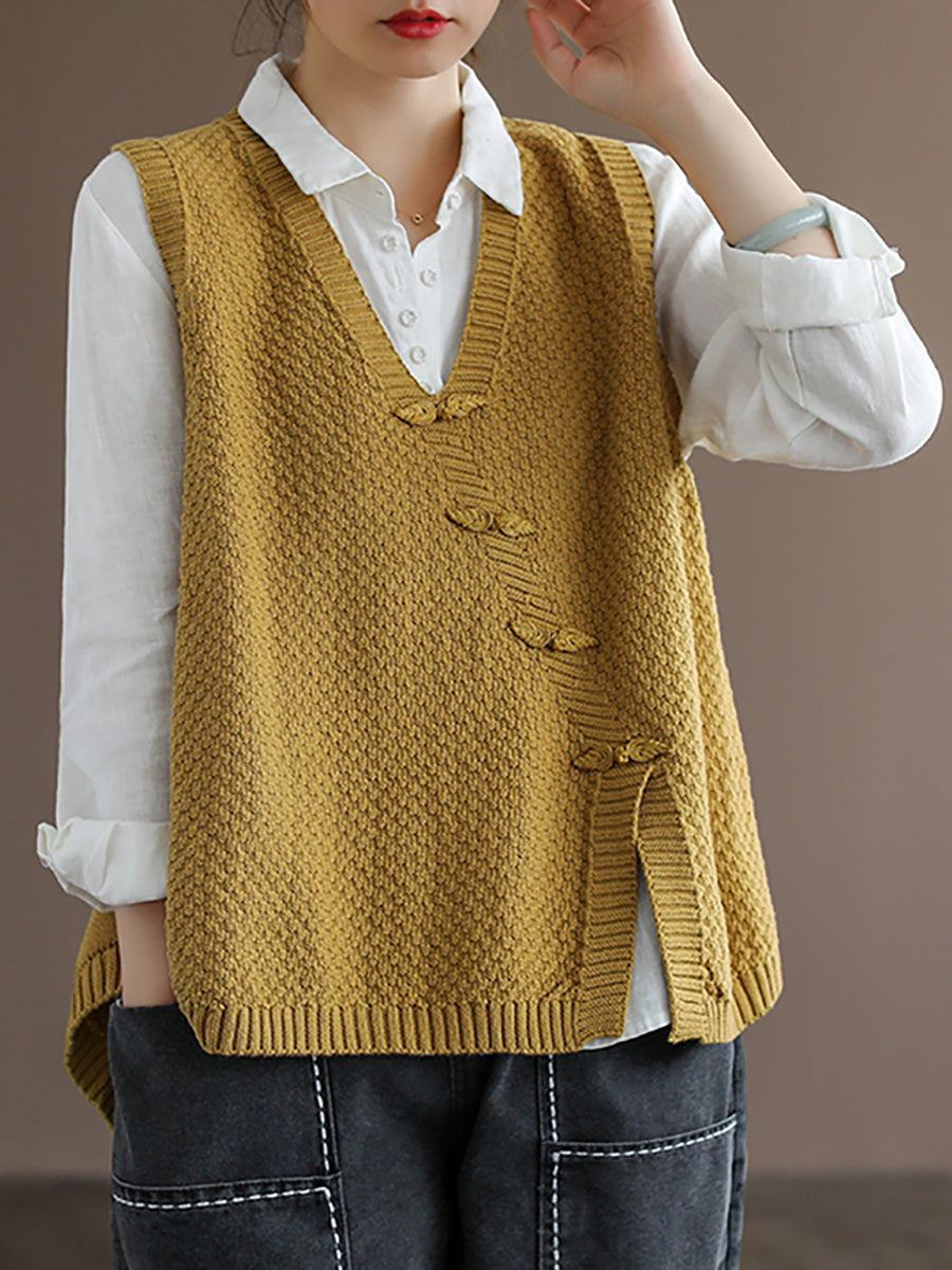 Maglione gilet lavorato a maglia con bottoni da donna