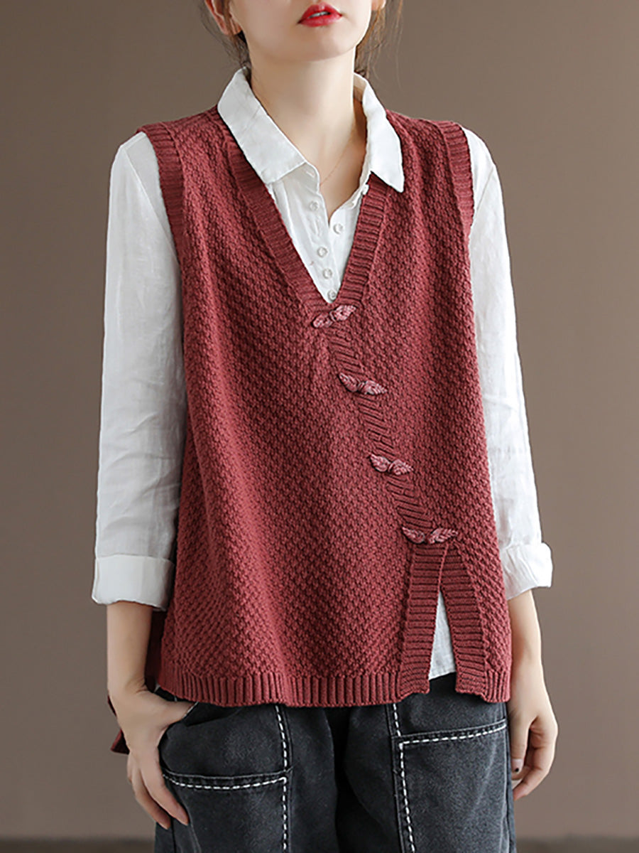 Maglione gilet lavorato a maglia con bottoni da donna