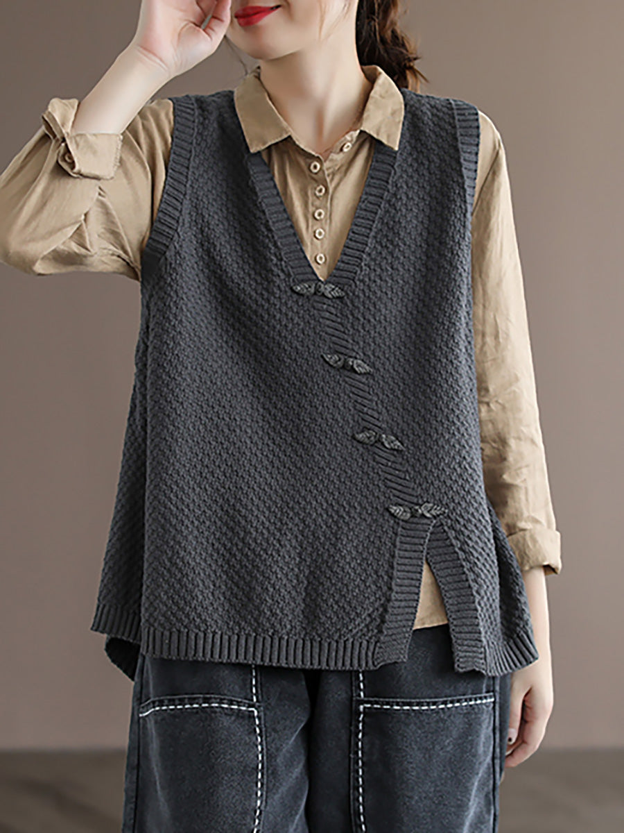 Maglione gilet lavorato a maglia con bottoni da donna