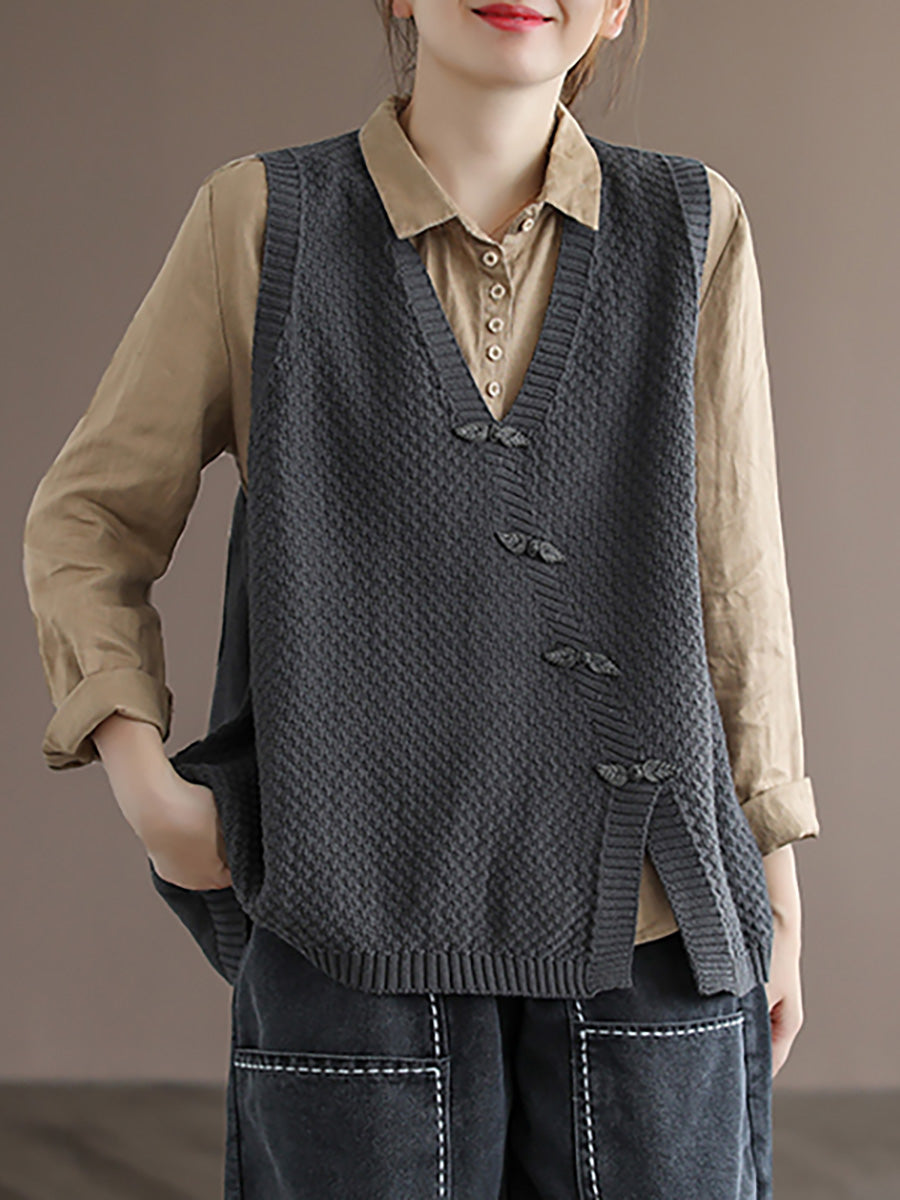 Maglione gilet lavorato a maglia con bottoni da donna