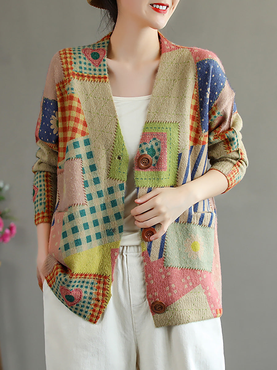 Maglione con tasca e scollo a V e maniche lunghe